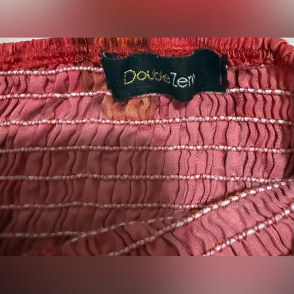 Double Zero Strapless Elastic Top Satin Floral Red & Green Size Small - Picture 2 of 2